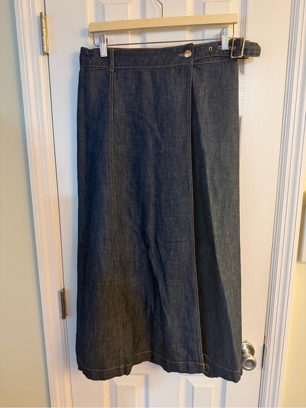 Zara Indigo A-Line Denim Skirt with Buckle Waist